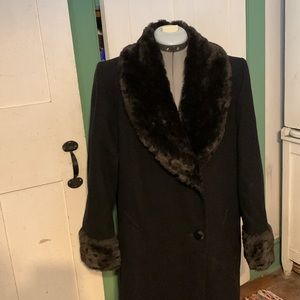 EC Classic Vintage Asymmetrical Reefer Coat by Jo-D Faux Fur Collar & Cuffs